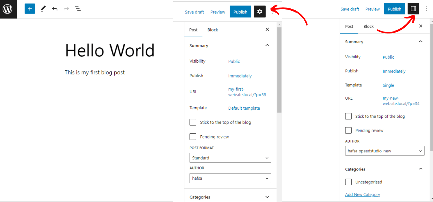 Novo ícone para as configurações do bloco 